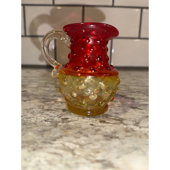Kanawha Vintage Amberina hobnail 3.5" glass pitcher - Picture 3 of 10